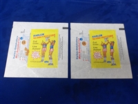 1971-72 Fleer Harlem Globe Trotters Basketball Wrappers- 2 Wrappers- “Mini Basketball Set” side panel.