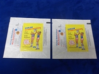 1971-72 Fleer Harlem Globe Trotters Basketball Wrappers- 2 Wrappers- “Mini Basketball Set” side panel.