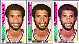 1976-77 Topps Basketball- #100 Kareem Abdul Jabbar- 3 cards