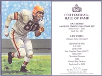 1992 Goal Line Art Pro Football Hall of Fame Cards- #100 Len Ford, Cleveland Browns- 30 Cards