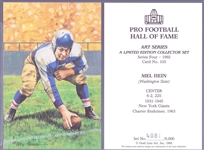 1992 Goal Line Art Pro Football Hall of Fame Cards- #103 Mel Hein, Giants- 27 cards