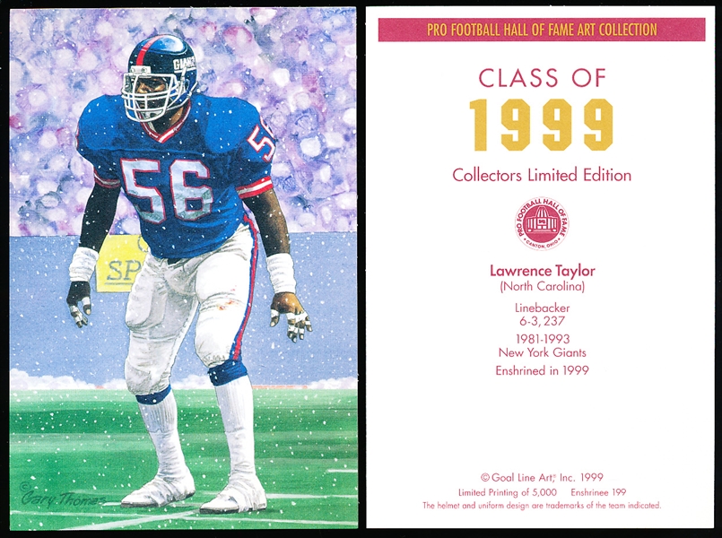 1999 Goal Line Art Pro Football Hall of Fame Cards- #199 Lawrence Taylor, North Carolina- 15 cards