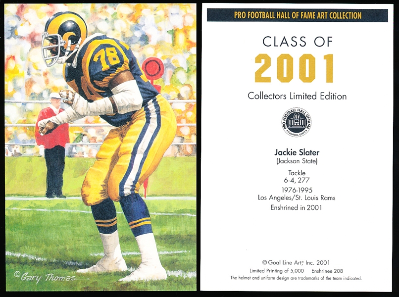 2001 Goal Line Art Pro Football Hall of Fame Cards- #208 Jackie Slater, Rams-15 cards