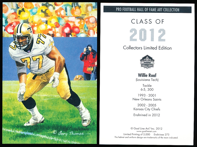 2012 Goal Line Art Pro Football Hall of Fame Cards- #273 Willie Roaf , Saints- 13 Cards