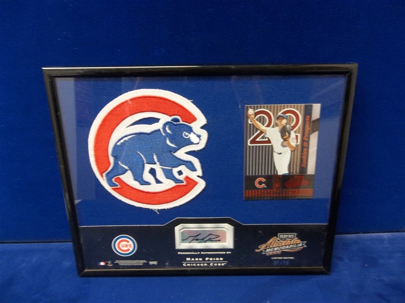 Autographed 2002 Playoff Memorabilia 8” x 10” Framed MLB Patch Item- Mark Prior, Cubs