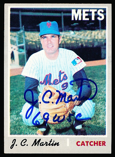 Autographed 1970 Topps Bsbl. #488 J. C. Martin, Mets