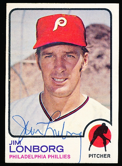 Autographed 1973 Topps Bsbl. #3 Jim Lonborg, Phillies