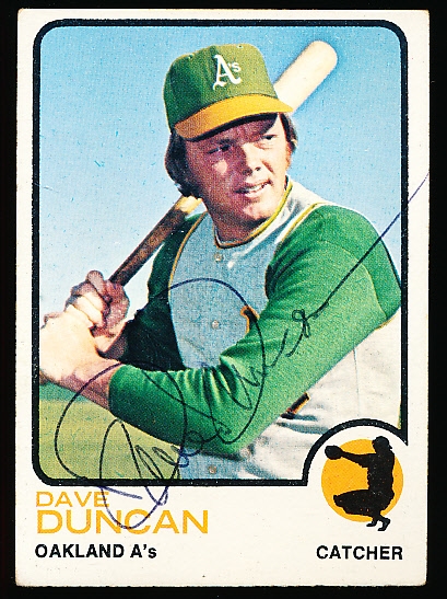 Autographed 1973 Topps Bsbl. #337 Dave Duncan, A’s