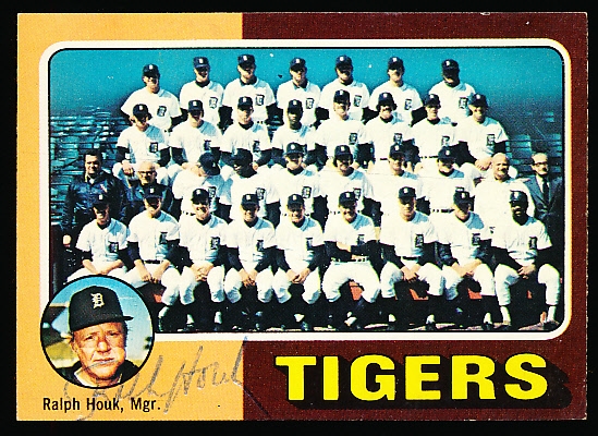 Autographed 1975 Topps Bsbl. #18 Detroit Tigers Team Card- Signed by Manager Ralph Houk