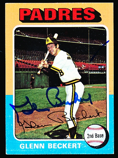 Autographed 1975 Topps Bsbl. #484 Glenn Beckert, Padres