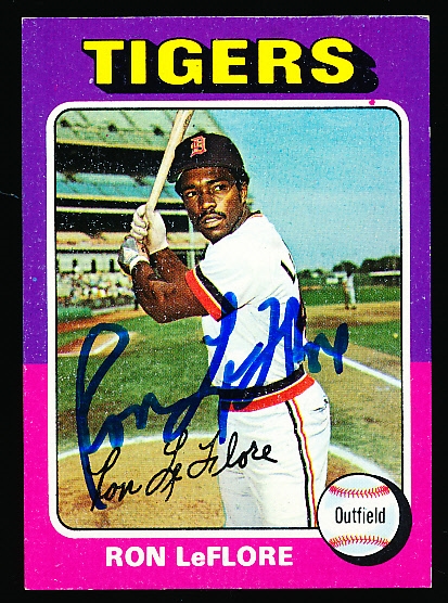 Autographed 1975 Topps Bsbl. #628 Ron LeFlore RC, Tigers