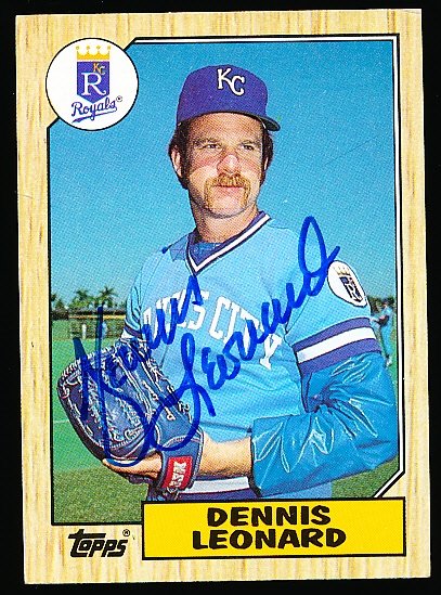 Autographed 1987 Topps Bsbl. #38 Dennis Leonard, Royals