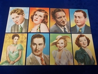 1940 Sherman’s Pools “Famous Film Stars” Complete Set of 8