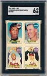 1969 Topps 4 in 1 Baseball- Clendenon/ Woodward/ T. Aaron/ Britton- SGC 6 (Ex-Nm)