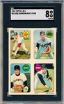 1969 Topps 4 in 1 Baseball- Mel Nelson/ Dave Johnson/ Jack Hiatt/ Tommy Sisk- SGC 8 (NrMt-Mt)