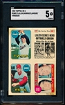 1969 Topps 4 in 1 Baseball- Jim Perry/ Lolich Series Hero Ouduels Gibson (WS Card #7)/ Arrigo/ Lahoud/ Thibedeau- SGC 5(Ex)