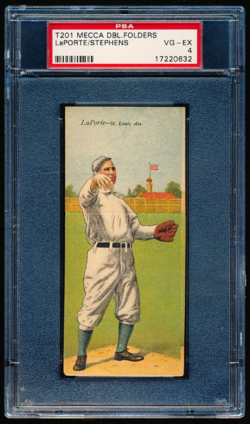 1911 T201 Baseball- Mecca Doublefolder- Frank La Porte/James Stephens (St. Louis Am)- PSA Vg-Ex 4- (Factory 649)