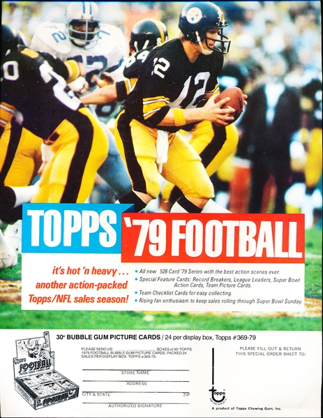 1979 Topps Football Store Dealer Product Order Form for Cello Boxes- Terry Bradshaw Pictured- 2 Forms