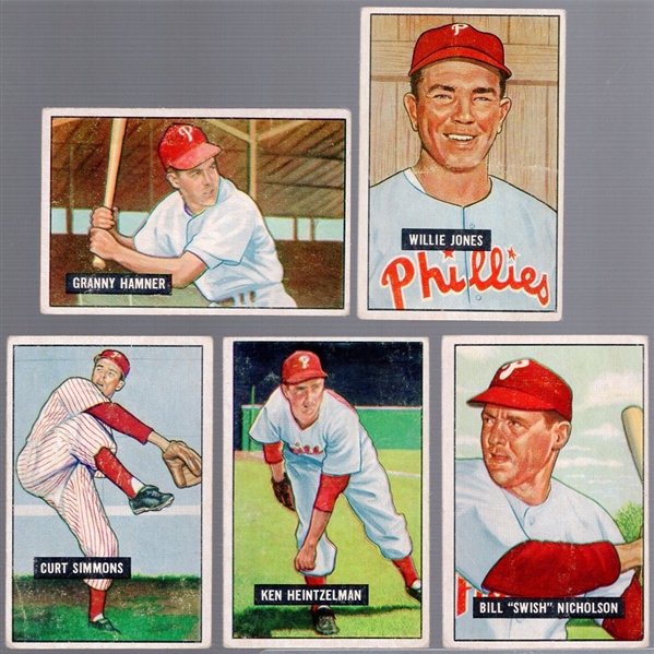 1951 Bowman Bb- 5 Diff Phillies