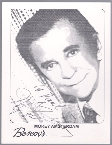 Autographed Non-Sports Comedian Morey Amsterdam B/W 4-¼" x 5- ½" Photo