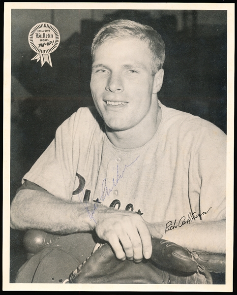 Autographed 1950 Philadelphia Bulletin Phillies MLB B/W 8" x 10" “Pin-Ups"- #NNO Richie Ashburn