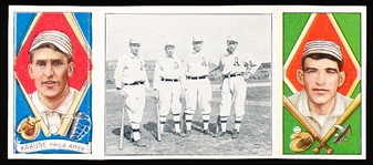 1912 T202 Hassan Triple Folder Bb- The Athletic Infield- Ira Thomas/ Harry Krause