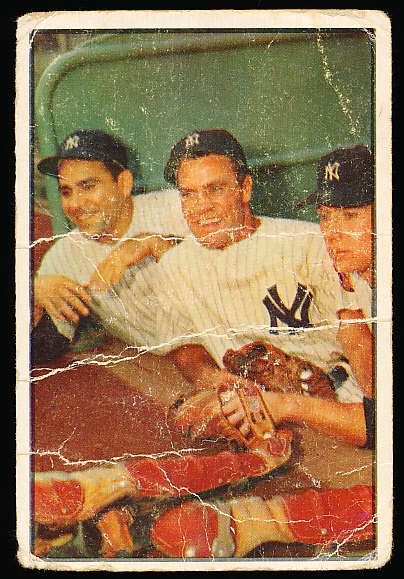 1953 Bowman Baseball Color- #44 Hank Bauer/ Yogi Berra/ Mickey Mantle