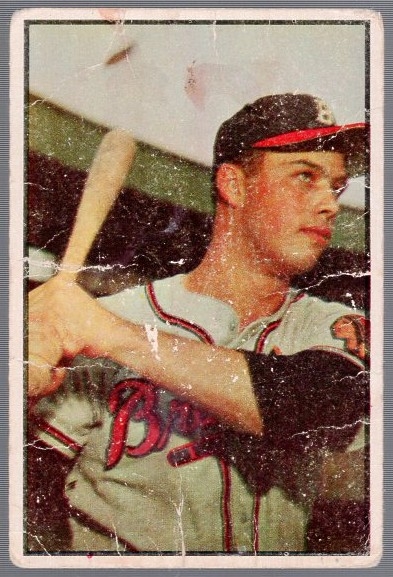 1953 Bowman Baseball Color- #97 Eddie Mathews, Braves