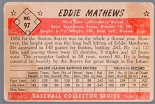 1953 Bowman Baseball Color- #97 Eddie Mathews, Braves