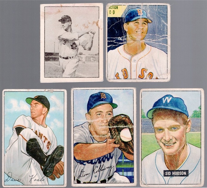 Five Vintage Baseball Cards