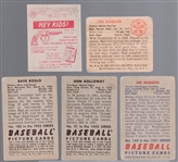 Five Vintage Baseball Cards