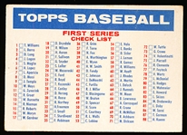 1957 Topps Baseball- Checklist 1st/2nd Series