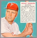 1952 Red Man Tobacco Bb- No Tab- Richie Ashburn, Phillies- March expiration back.