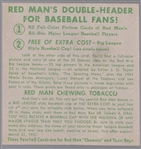 1952 Red Man Tobacco Bb- No Tab- Richie Ashburn, Phillies- March expiration back.