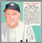 1952 Red Man Tobacco Bb- No Tab- Casey Stengel, Yankees- March expiration back.