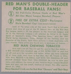 1952 Red Man Tobacco Bb- No Tab- Casey Stengel, Yankees- March expiration back.