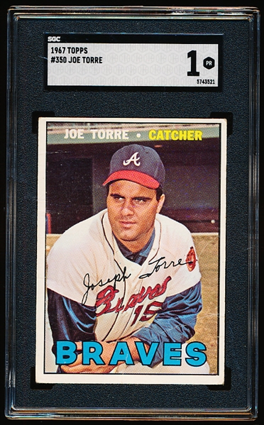 1967 Topps Baseball- #350 Joe Torre, Braves- SGC 1(PR)