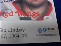 Autographed Ted Lindsay BCBS of Michigan Red Wings 11 x 15-3/4 Art Print- JSA Certified!
