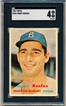 1957 Topps Baseball- #302 Sandy Koufax, Dodgers- SGC 4 (Vg-Ex)- Semi Hi#