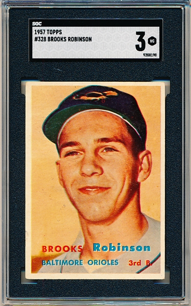 1957 Topps Baseball- #328 Brooks Robinson RC, Orioles- SGC 3 (Vg)