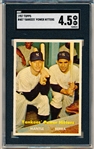 1957 Topps Baseball- #407 Yankees Power Hitters- Mantle/Berra-SGC 4.5 (Vg-Ex+) 