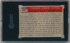 1957 Topps Baseball- #407 Yankees Power Hitters- Mantle/Berra-SGC 4.5 (Vg-Ex+) 