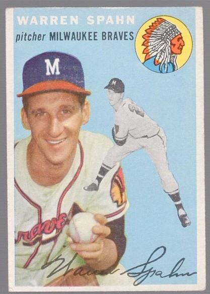 1954 Topps Bb- #20 Warren Spahn, Braves
