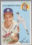 1954 Topps Bb- #20 Warren Spahn, Braves
