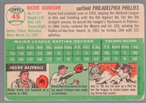 1954 Topps Bb- #45 Richie Ashburn, Phillies