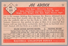 1953 Bowman Bb Color- #151 Joe Adcock, Braves- Hi#