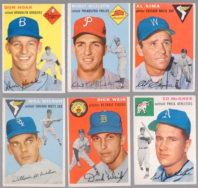 1954 Topps Baseball- 6 Diff