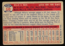 1957 Topps Bb- #10 Willie Mays, Giants