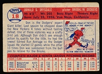 1957 Topps Bb- #18 Don Drysdale RC, Dodgers