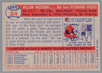 1957 Topps Bb- #24 Bill Mazeroski RC, Pirates